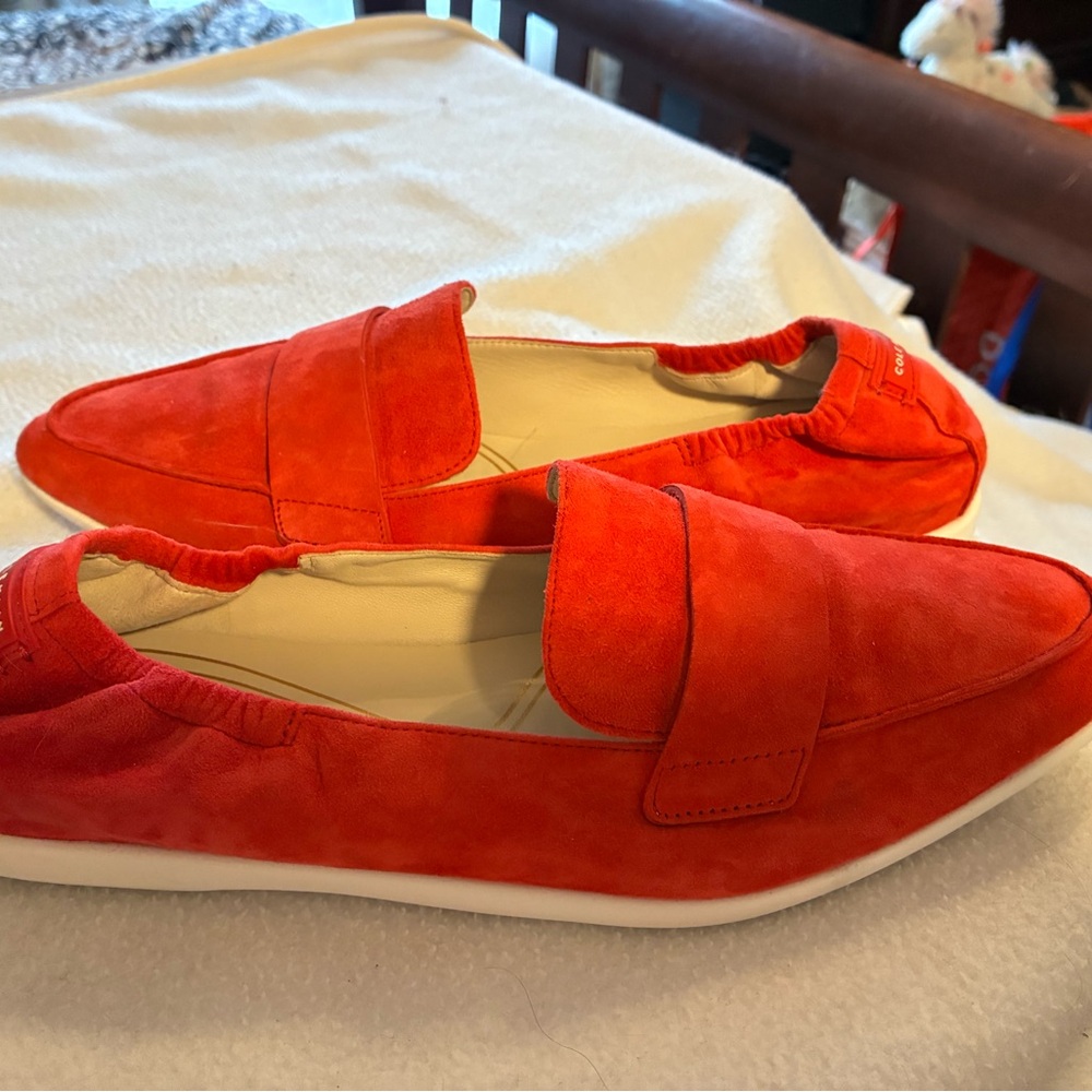 Women's Red Suede Slip-On Loafers